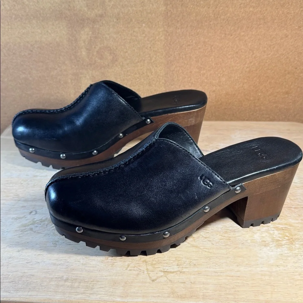 UGG clogs, black leather, studded. Size 9M - Picture 14 of 15
